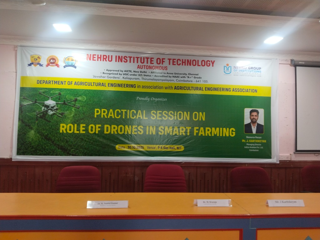 Nehru Institute of Technology drone workshop seminar banner
